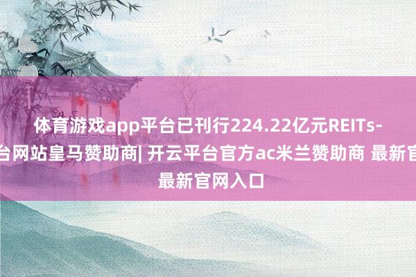 体育游戏app平台已刊行224.22亿元REITs-开云平台网站皇马赞助商| 开云平台官方ac米兰赞助商 最新官网入口