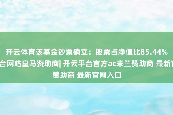 开云体育该基金钞票确立:股票占净值比85.44%-开云平台网站皇马赞助商| 开云平台官方ac米兰赞助商 最新官网入口