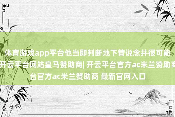 体育游戏app平台他当即判断地下管说念井很可能发生燃气闪现-开云平台网站皇马赞助商| 开云平台官方ac米兰赞助商 最新官网入口